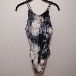 Willow & Root Tie Die Spaghetti Strap Velvet Bodysuit XS